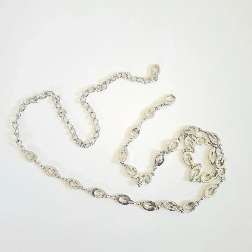 Y2K Vintage Guess Silver Chain Belt OS Adjustable